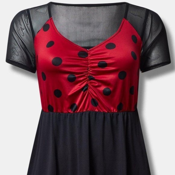 ❤️NWT VINTAGE TORRID LADYBUG COSTUME COSPLAY MINI DRESS POCKETS MESH & TULLE - Picture 10 of 12